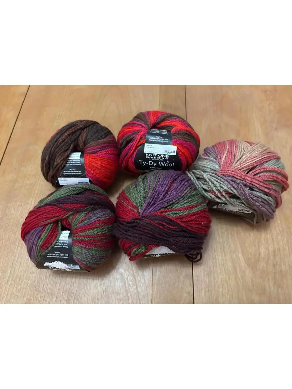 Knit One Crochet Too Ty-Dy Wool Worsted Yarn Lot of 5, #3559, #3814, #3789
